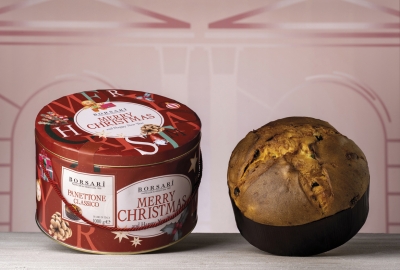 Panettone Classico with raisins &amp; candied fruits in Red Christmas tin