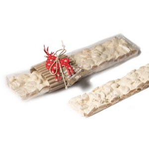 Crunchy white nougat Torrone with almonds